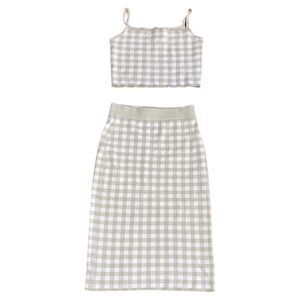 Love Bonito NWOT Knit Sweater Green Gingham Cropped Tank